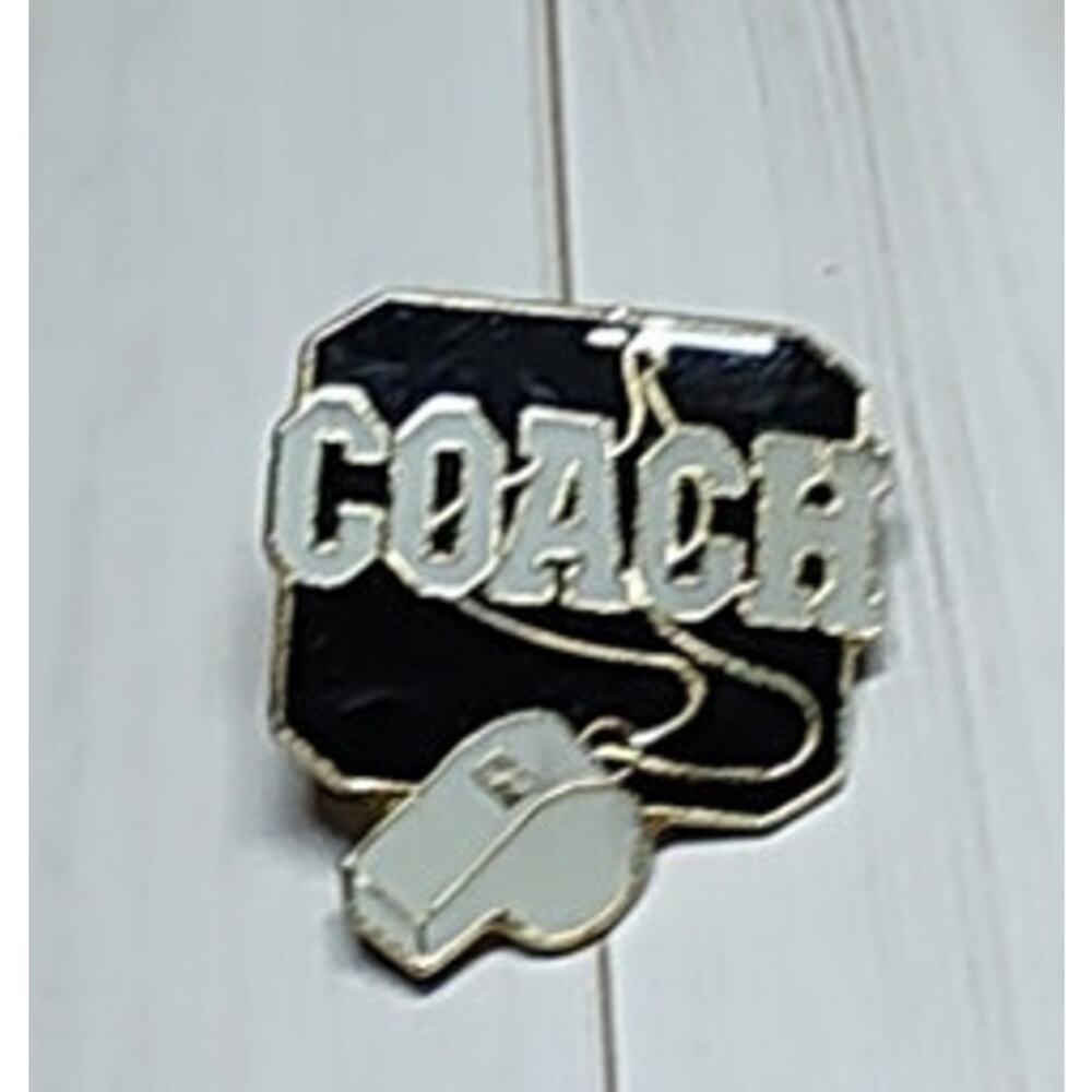 Black White Ivory Coach & Whistle Pin for Hat, Lapel, Lanyard, Jacket, Backpack